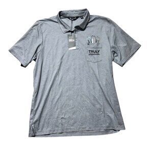 Travis Mathew Men's Size XL Truly Hard Seltzer Pocket Gray Polo Shirt